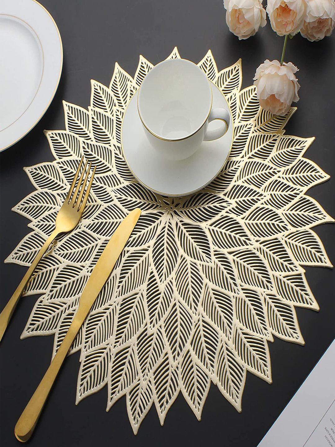 Dakshya Industries Gold 2-Pieces Round Table Placemats-image-11