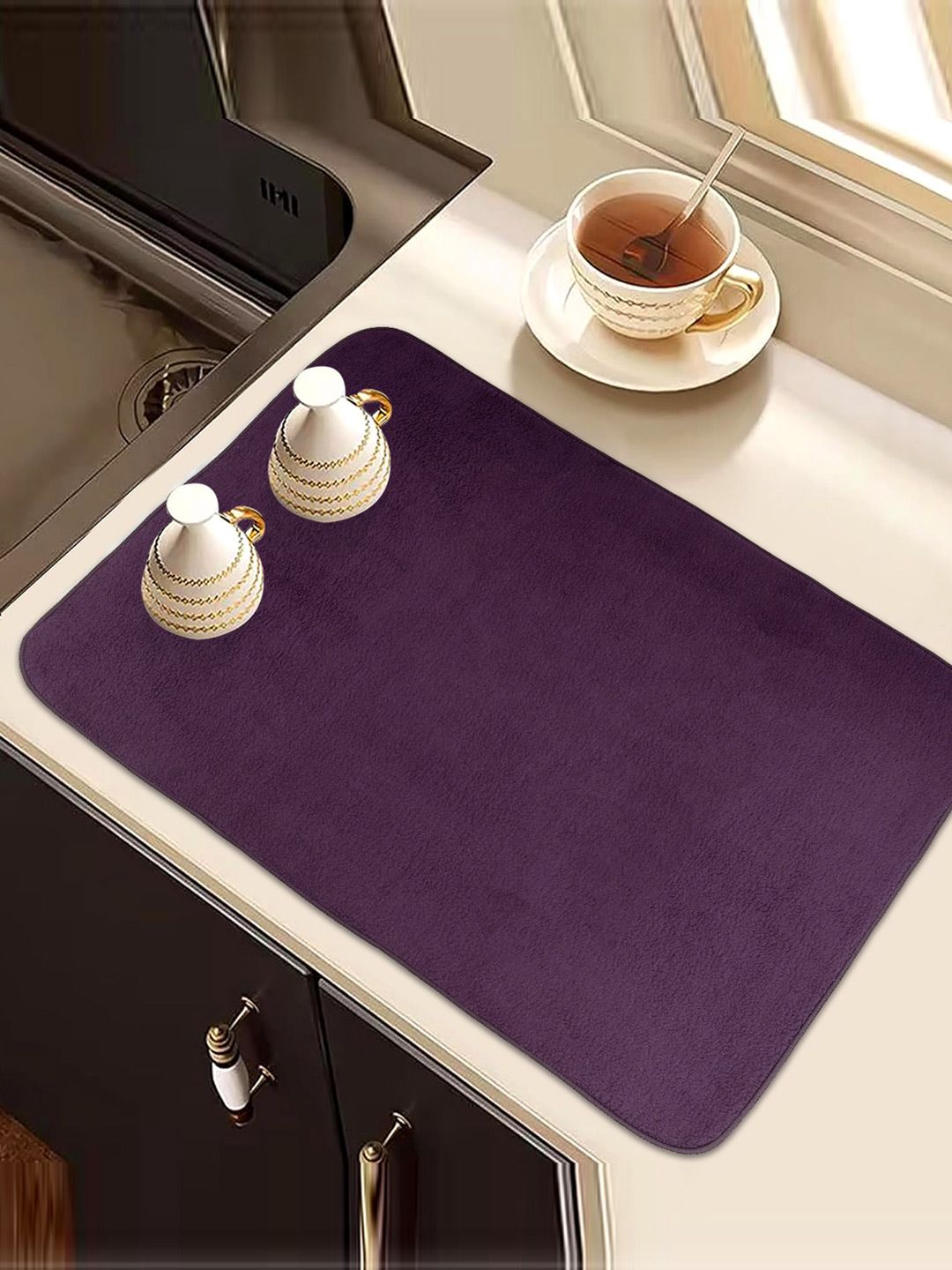 Kuber Industries Navy Blue & Purple 3 Pcs Kitchen Self Drying Microfiber Table Placemats-picture-22