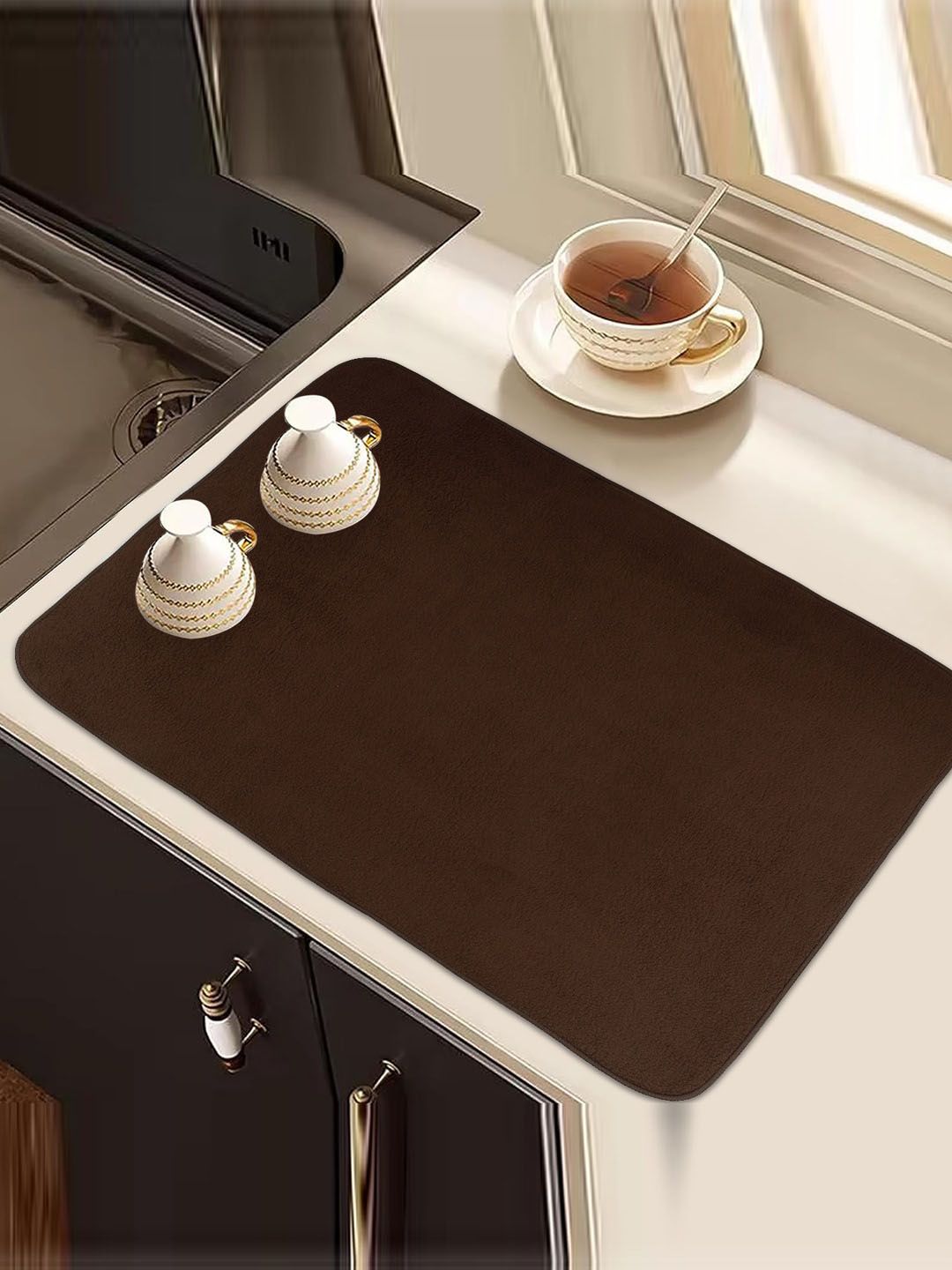 Kuber Industries Brown & Pink 2 Pieces Kitchen Self Dish Dry Microfiber Table Placemats-picture-17