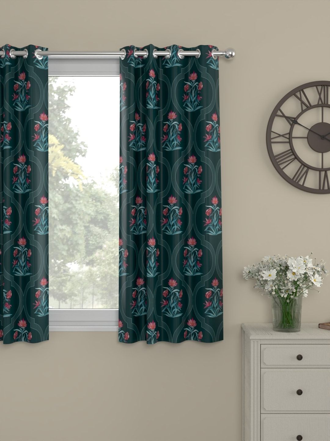 ROSARA HOME Green Ethnic motifs Printed Window Curtain-image-32