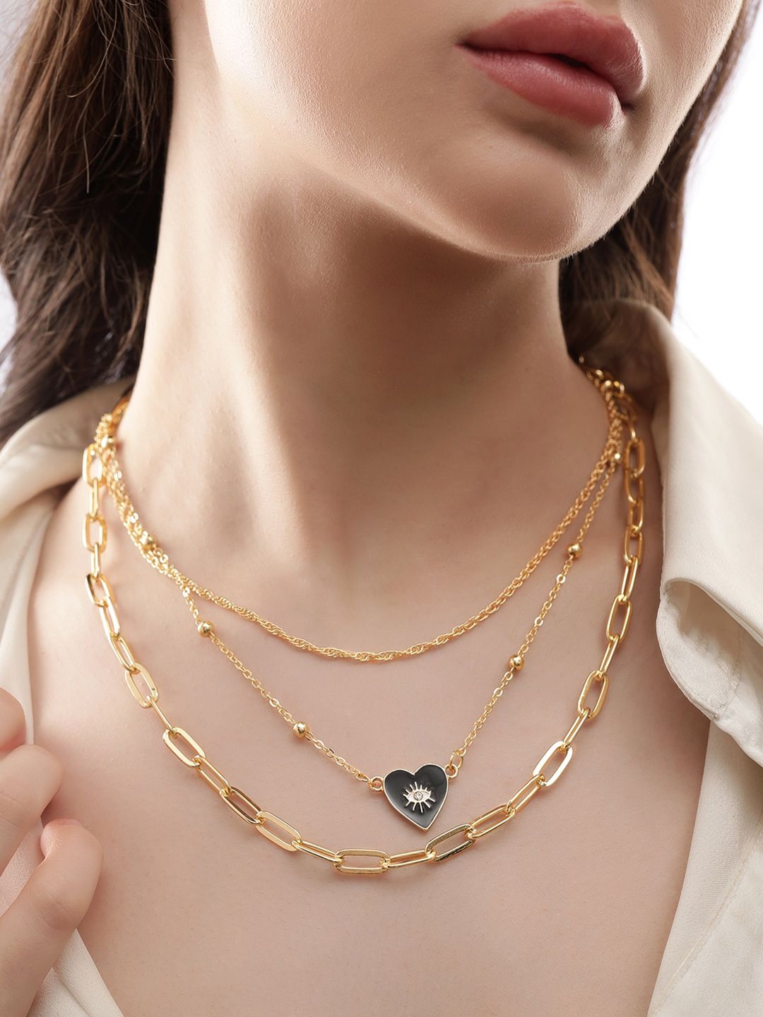 Rubans Voguish 22K Gold-Plated Layered Necklace-image-16