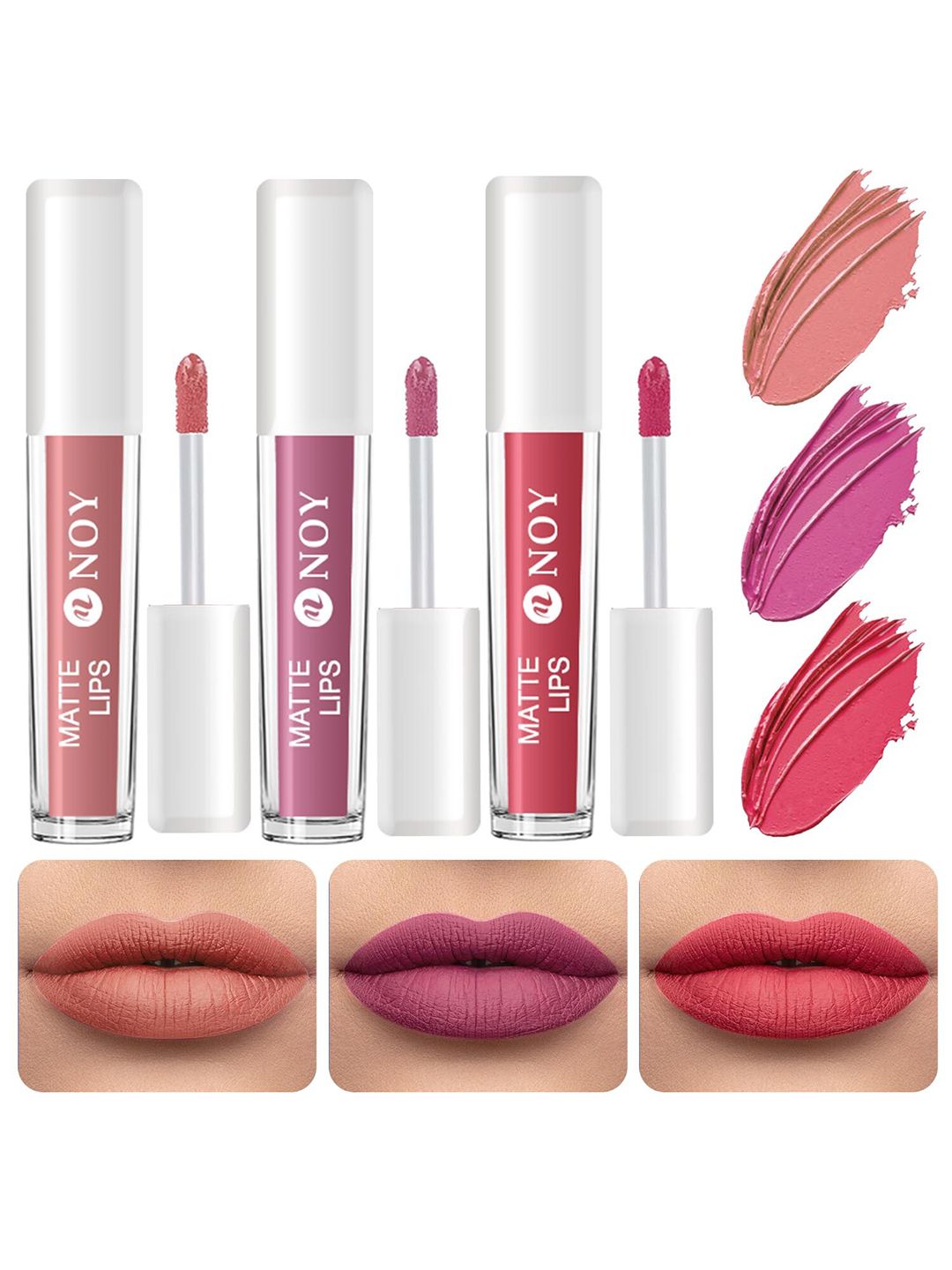 NOY Set Of 3 Matte Lips Lightweight Liquid Lipstick 4ml Each - Nude-Nude Pink-Tan Nude-picture-21