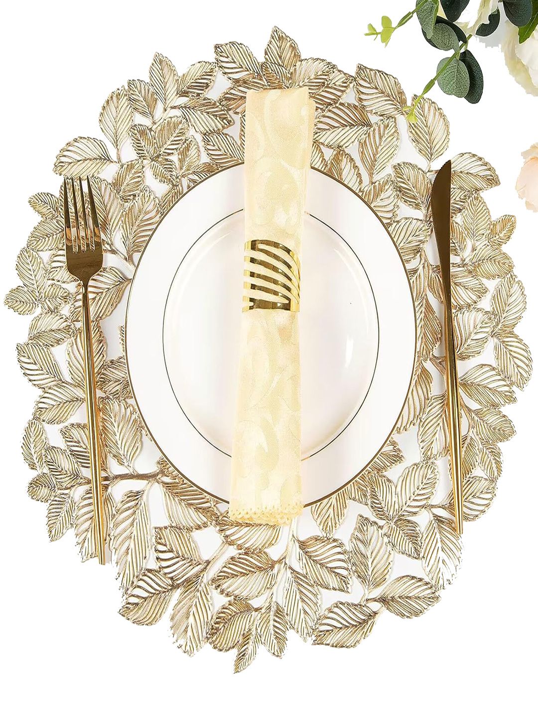 Dakshya Industries Yellow 4 Pieces Round Kitchen Table Placemats-image-25