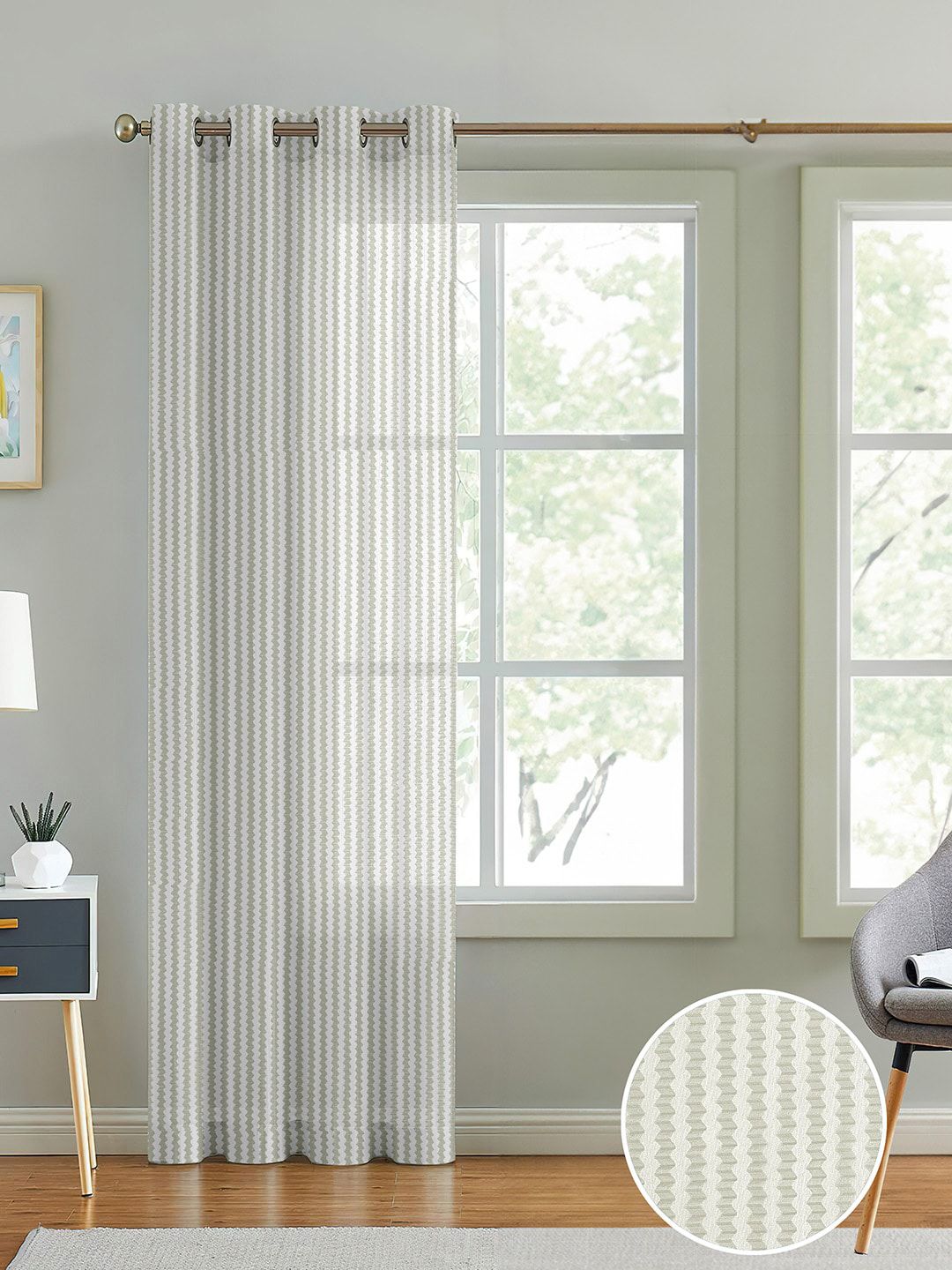 Cortina White Self Design Sheer Door Curtain-image-46