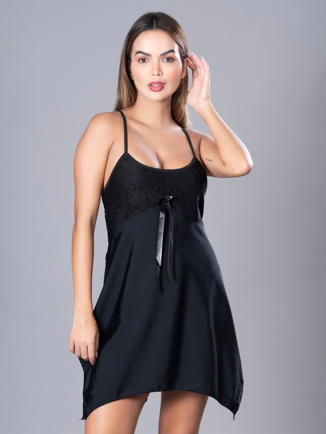Herryqeal Shoulder Straps Baby Doll with Asymmetric