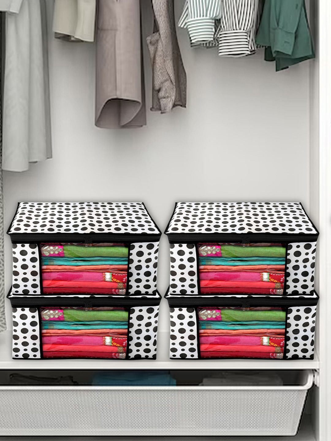 Kuber Industries White 12 Pieces Printed Foldable Non-Woven Multi-Utility Organisers-picture-37