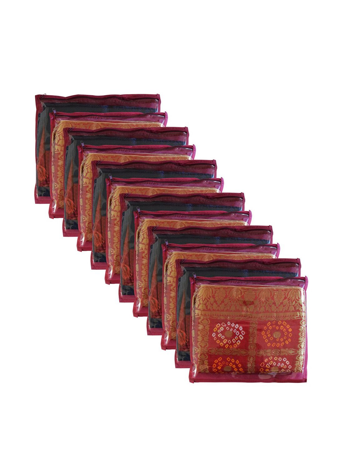 Kuber Industries Maroon 12 Pieces Non Woven Fabric Saree Organizers-picture-19