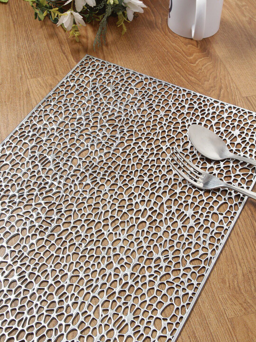 Dakshya Industries Silver Toned 6 Pieces Rectangular Kitchen Table Placemats-picture-26