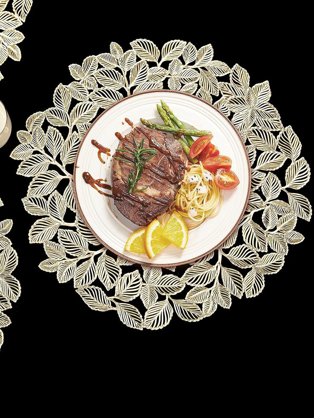 Dakshya Industries Gold Toned 6 Pieces Floral Geometric Table Placemats-picture-19