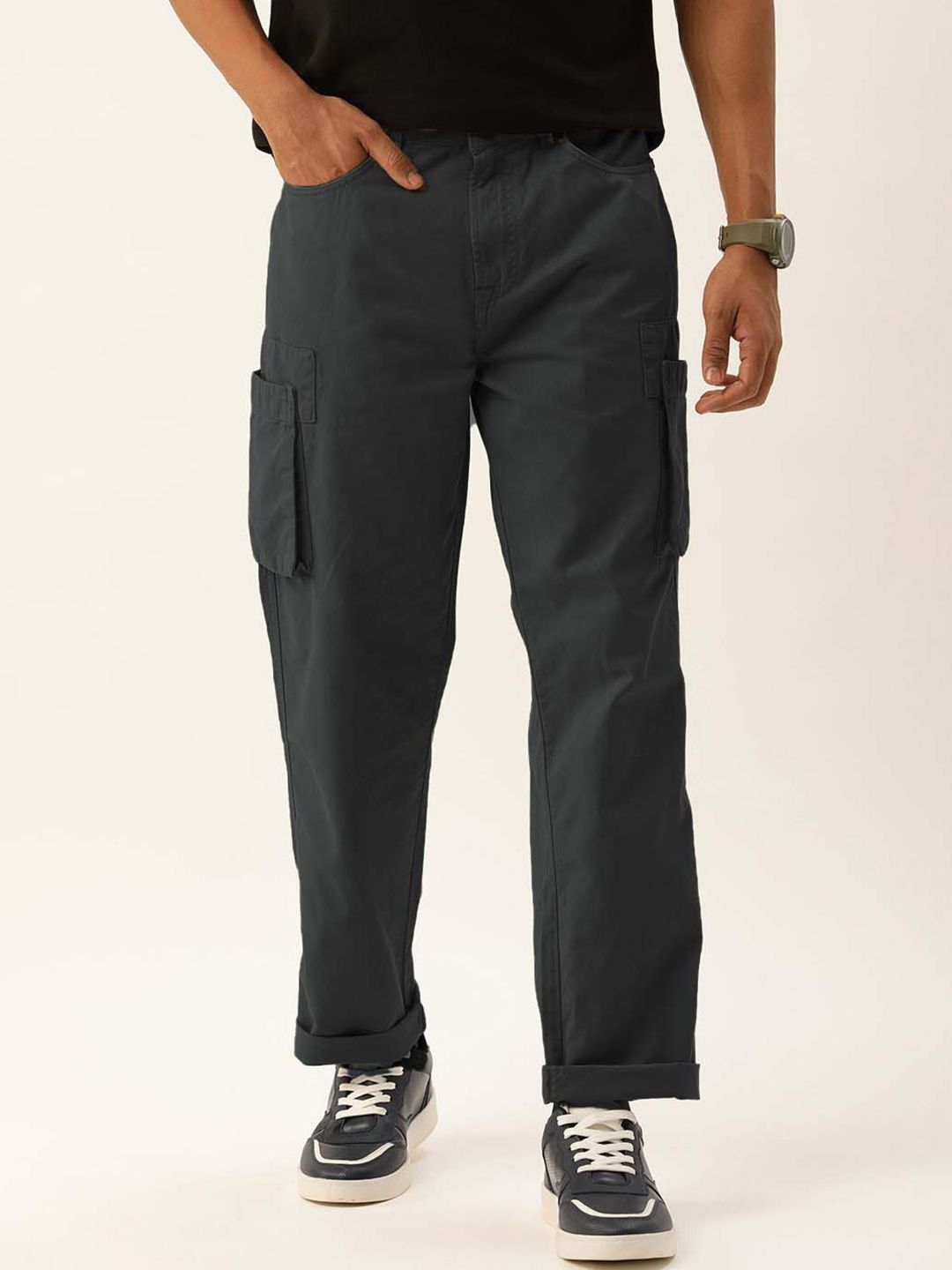 Bene Kleed Men Straight Fit Pure Cotton Cargos Trousers-picture-41