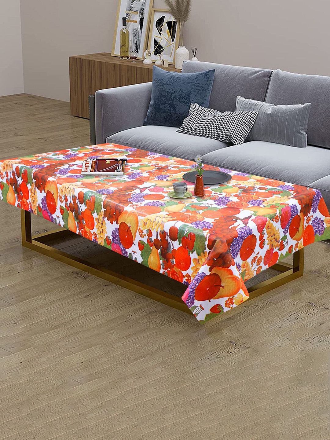 Dakshya Industries White & Red Printed Rectangular 4-Seater Table Cover-picture-26