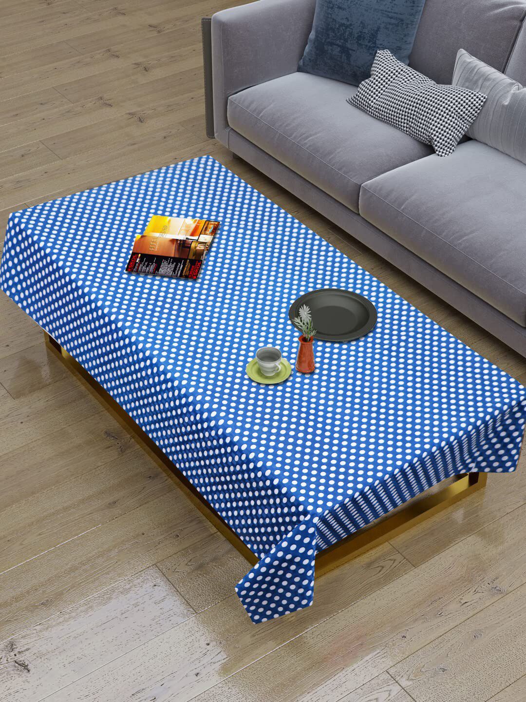 Dakshya Industries Blue & White Printed Rectangular 4-Seater Table Cover-picture-28