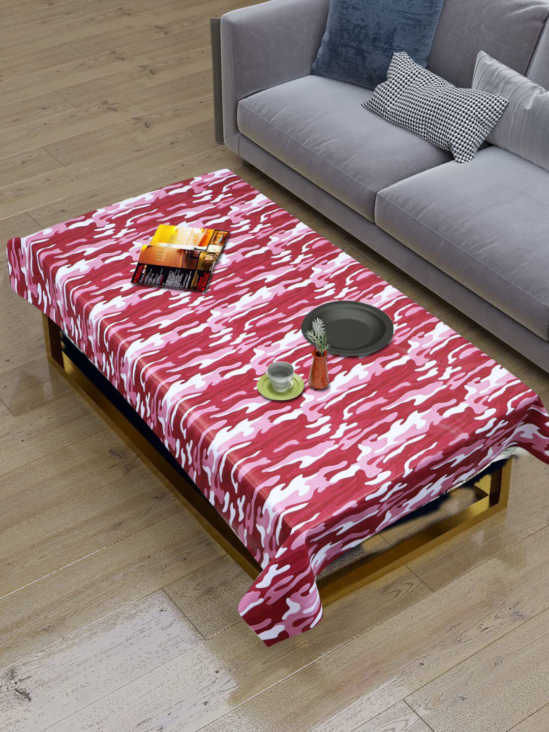 Dakshya Industries Rust Red & White Printed Rectangular 4-Seater Table Cover-image-44