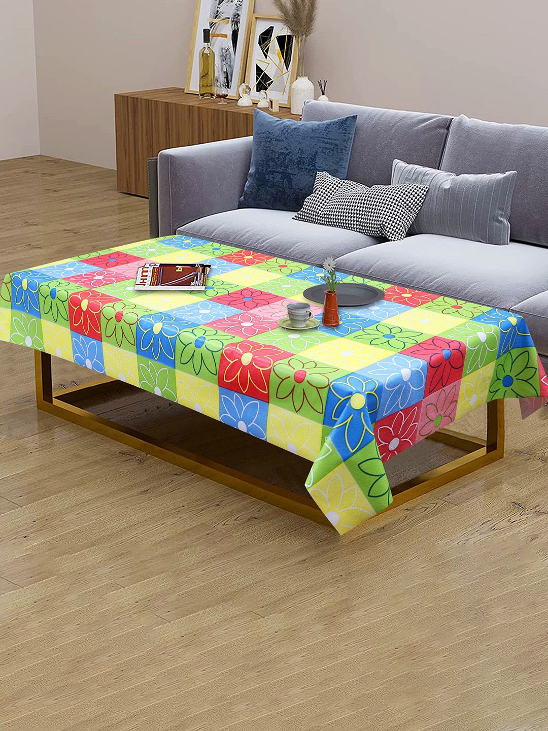 Dakshya Industries Green & Blue Printed Rectangular 4-Seater Table Cover-picture-23