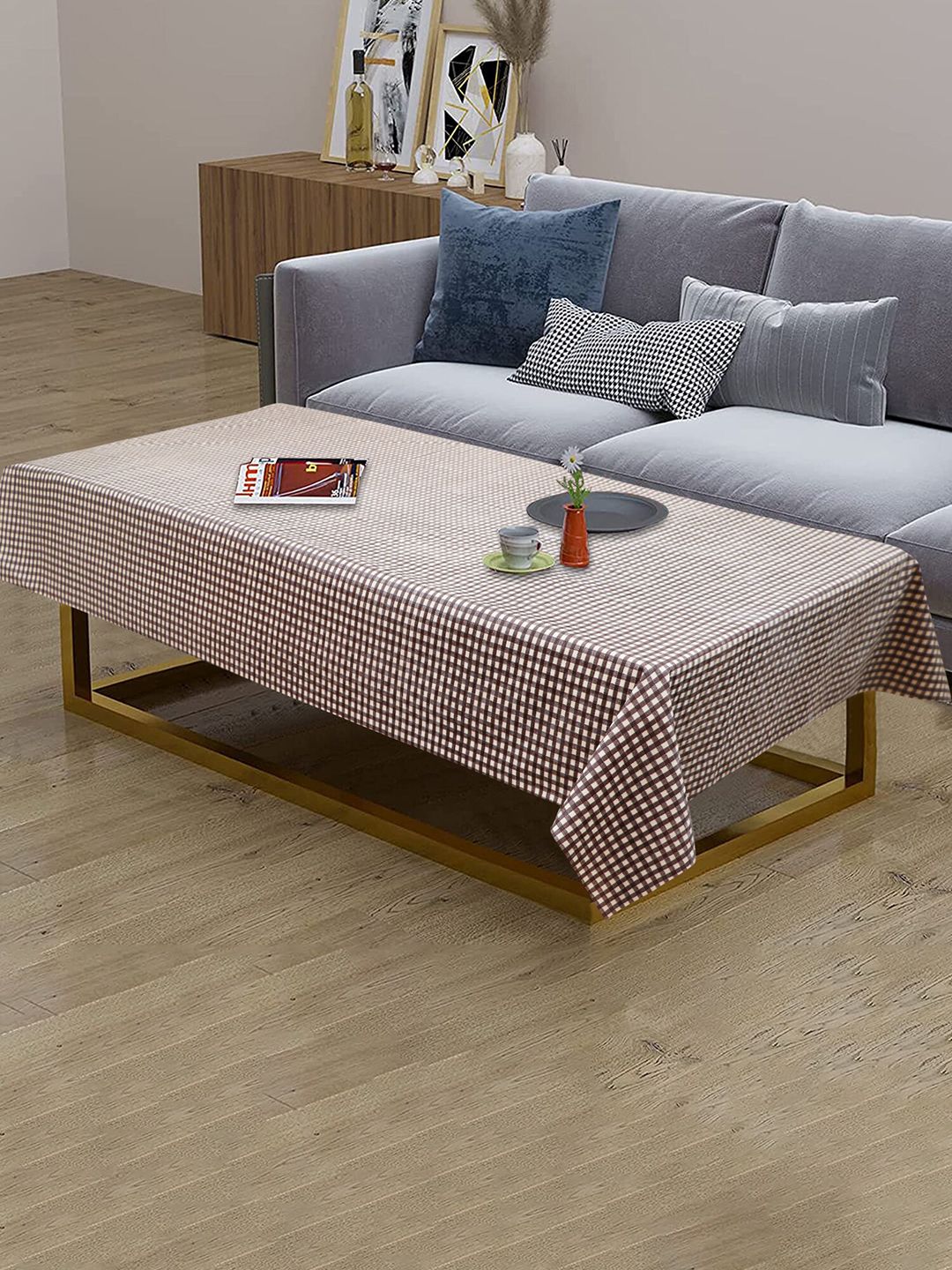 Dakshya Industries Brown & White Printed Rectangular 4 Seater Table Cover-picture-17