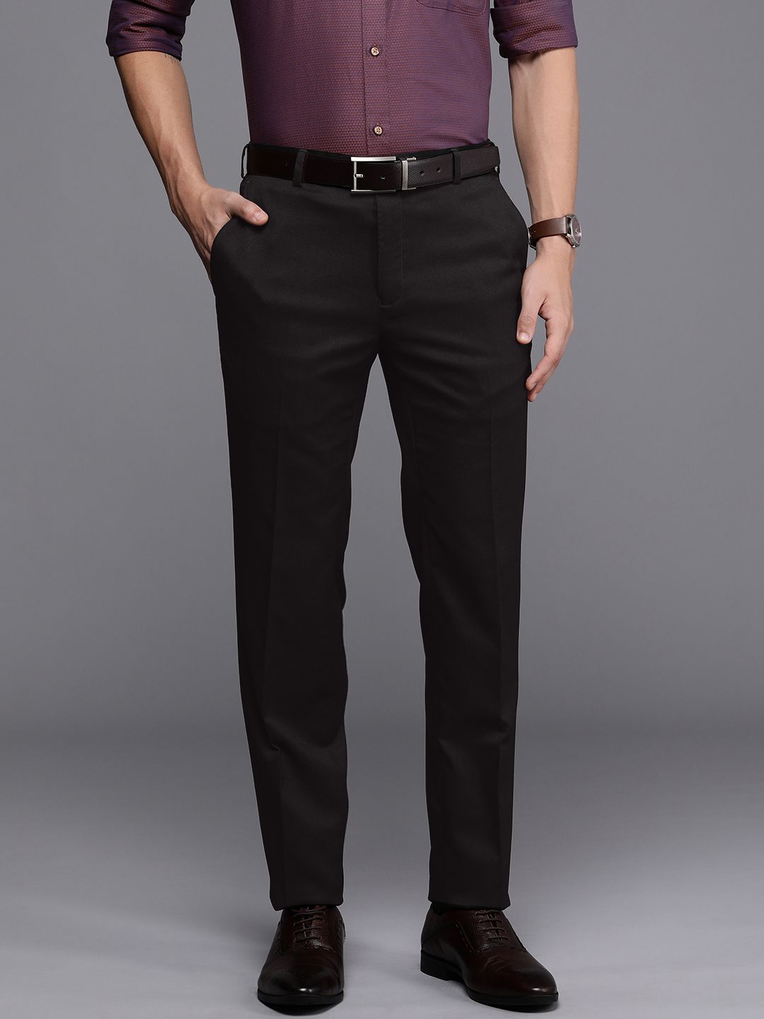 Raymond Men Mid-Rise Slim Fit Formal Trousers-picture-40