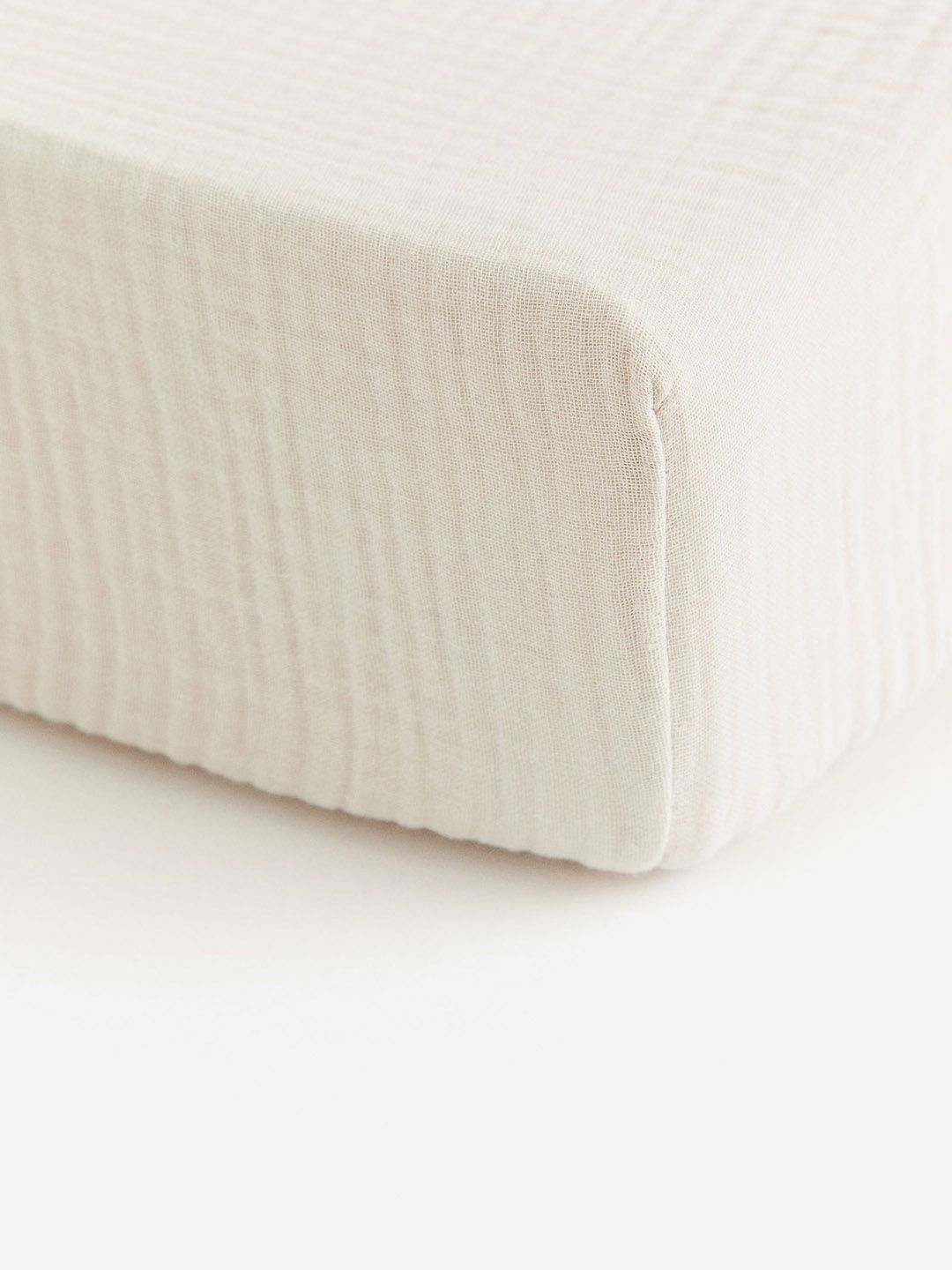 H&M Beige Cotton Muslin Cot Fitted Sheet-picture-26