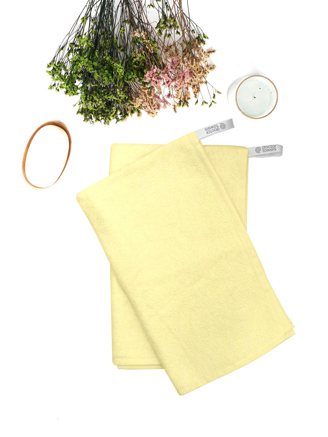 Doctor Towels Yellow 2 Pieces Bamboo Terry Hand Towels-picture-28