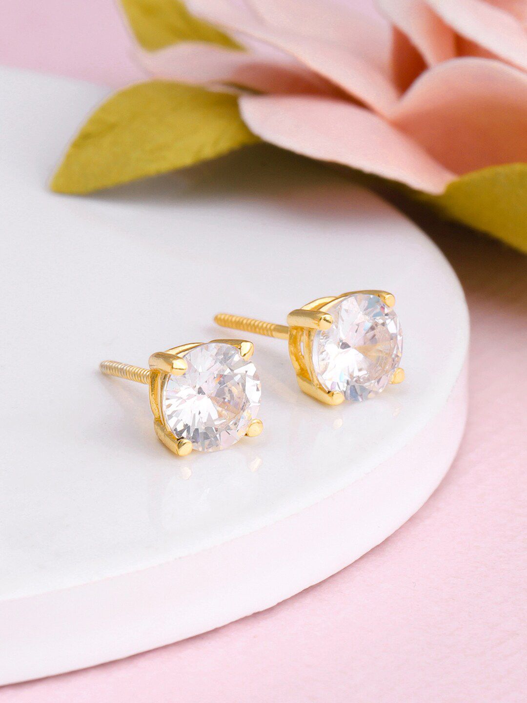 GIVA 925 Sterling Silver Gold-Plated Contemporary Stud Earrings-image-5