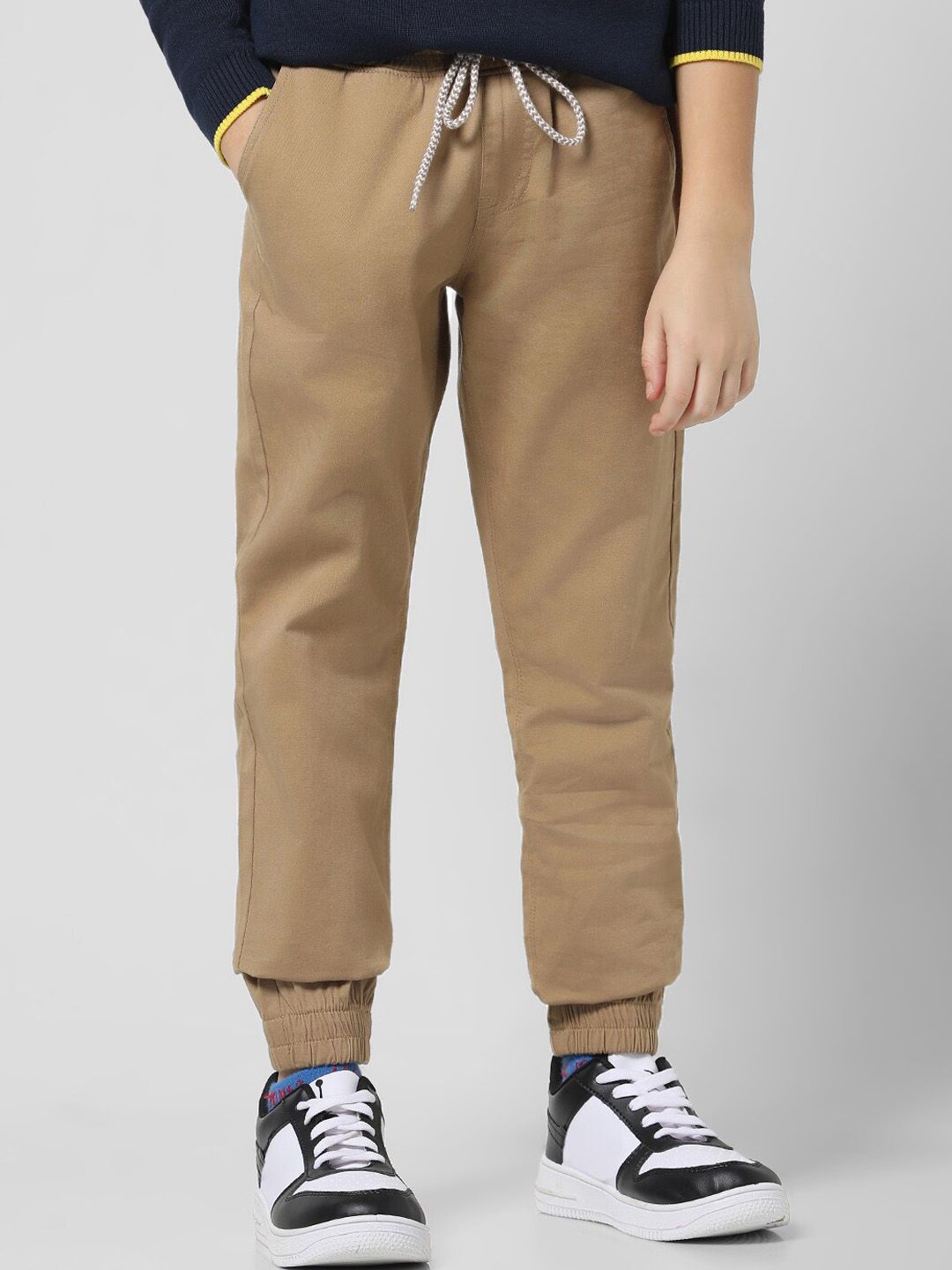 Jack & Jones Junior Boys Mid-Rise Flat-Front Plain Cotton Joggers Trousers-picture-51