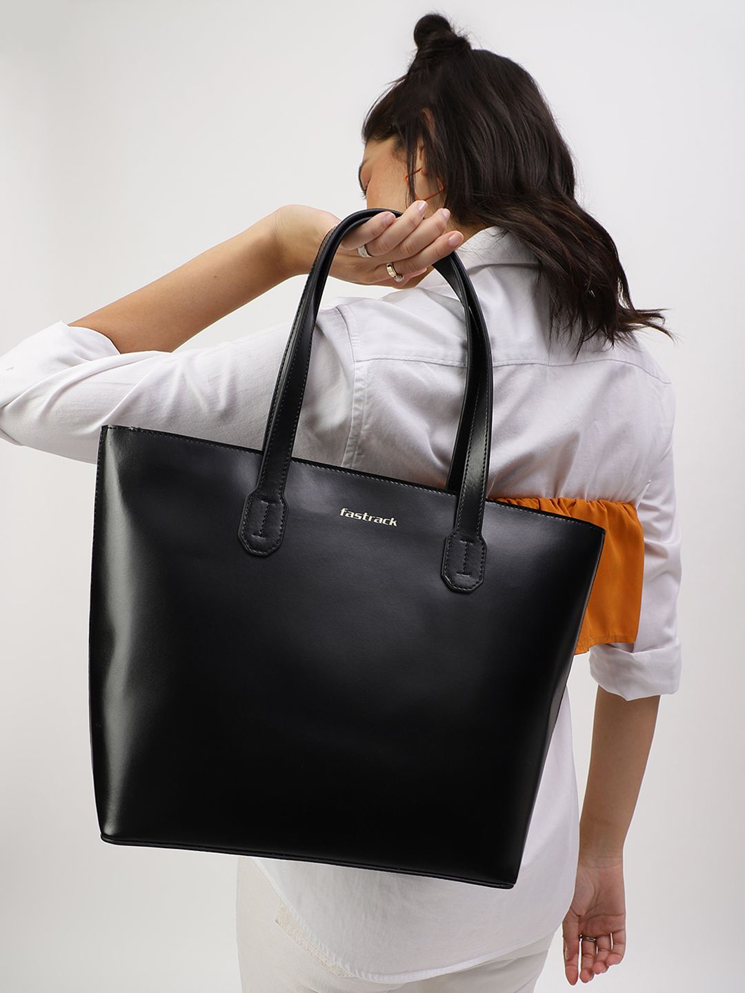 Fastrack Women Ivory Black College Tote Bag Fits Upto 13" Laptop