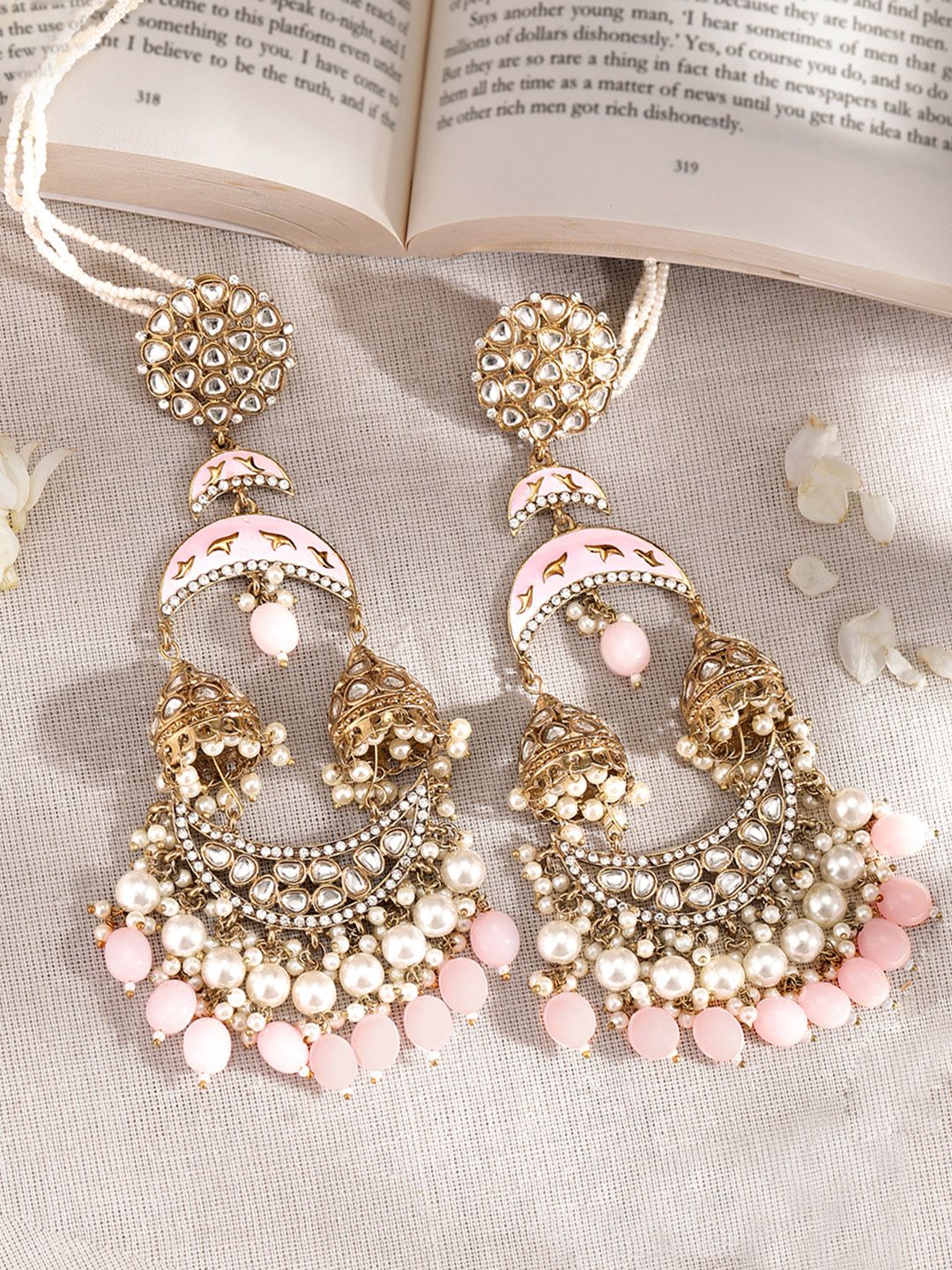 Rubans Gold Plated Dome Shaped Jhumkas Earrings-picture-42