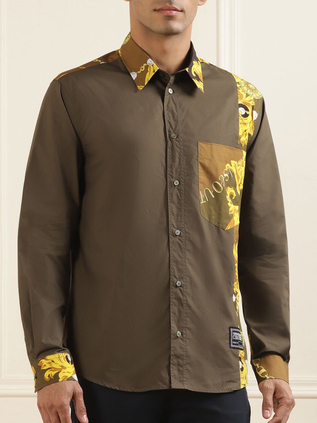 Versace Jeans Couture Slim Fit Graphic Printed Pure Cotton Casual Shirt