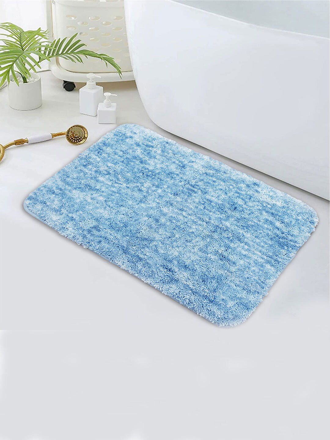 LUXEHOME INTERNATIONAL Turquoise Blue 2200 GSM Anti Skid Bath Rug