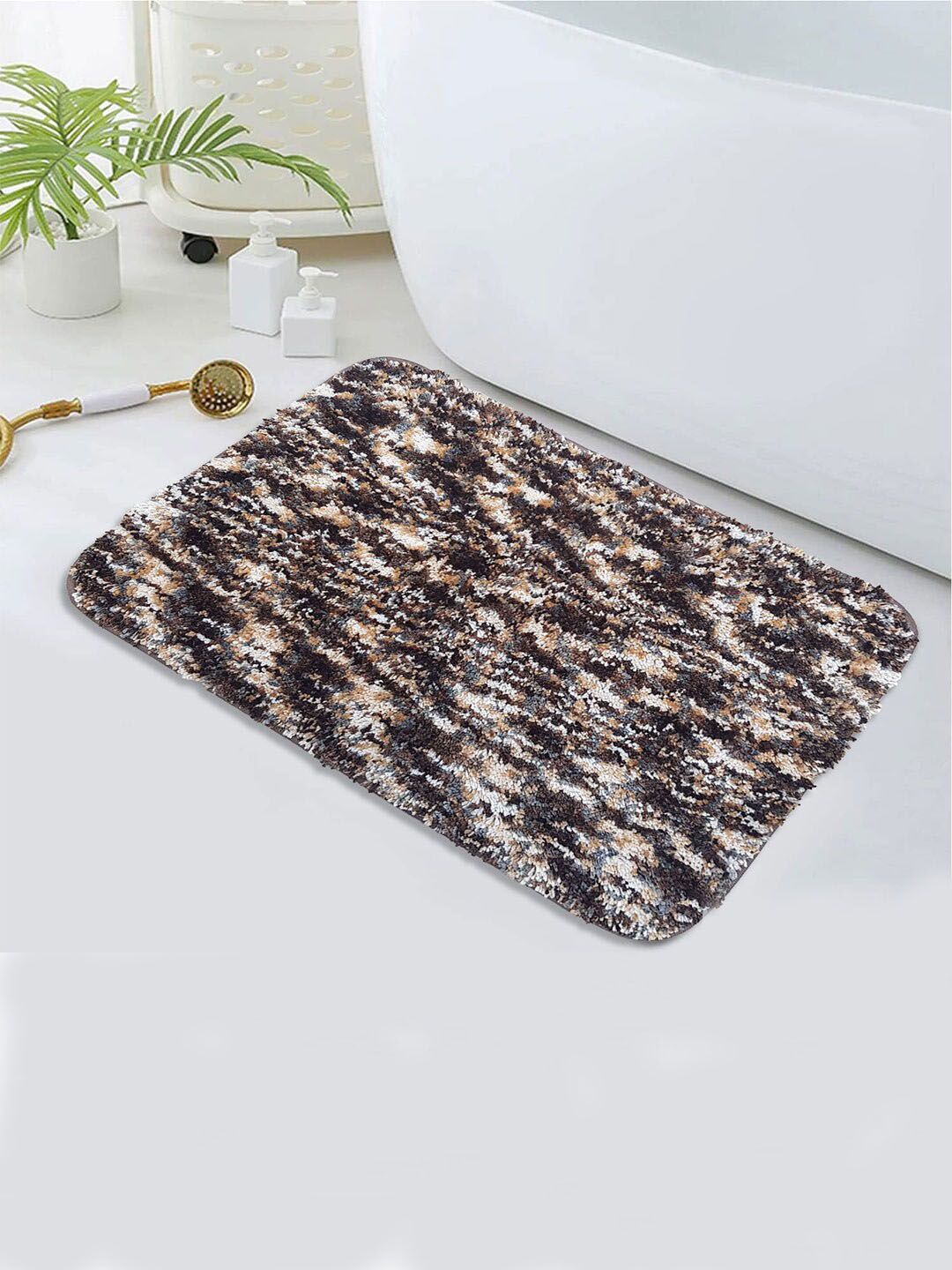 LUXEHOME INTERNATIONAL Hawaii Brown Anti-Skid Bath Rug