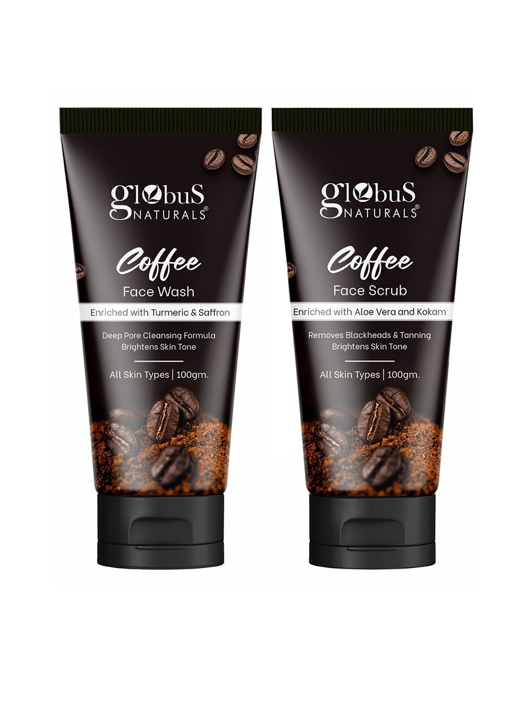 Globus naturals Coffee Care Skin Brightening Combo - Face Wash & Face Scrub - 100g Each-image-23