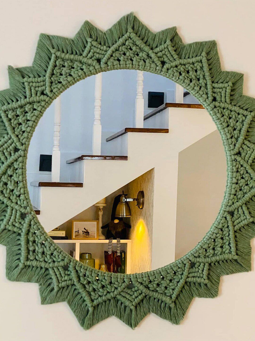 Kaahira Green Boho Macrame Wall Mirror-image-10