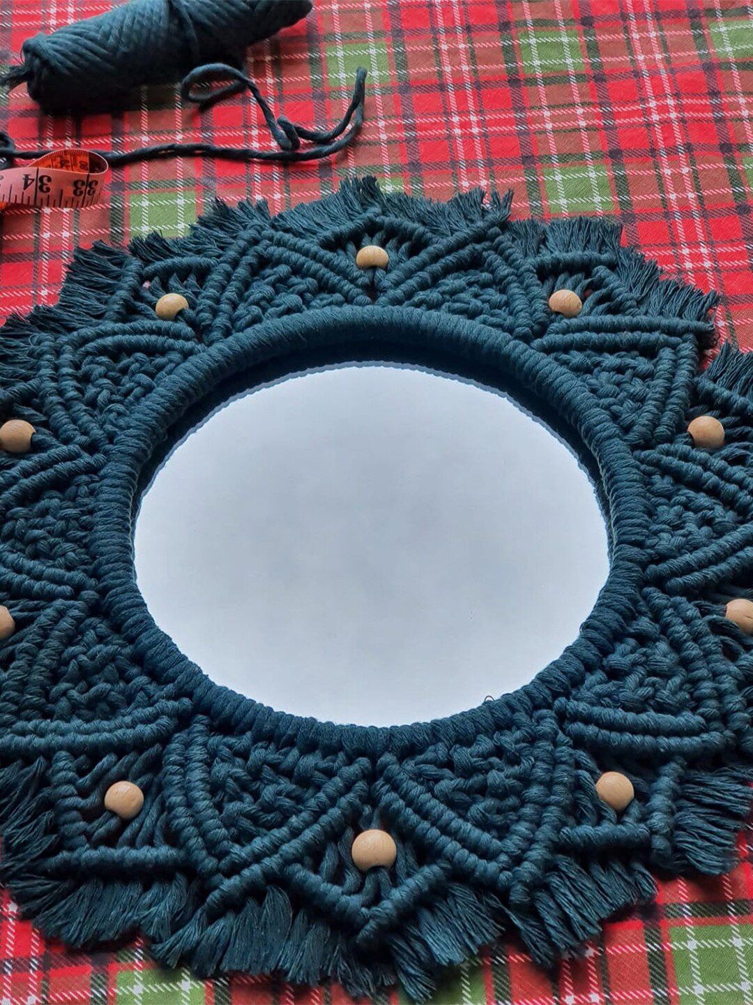 Kaahira Blue Boho Macrame Wall Mirror-picture-18