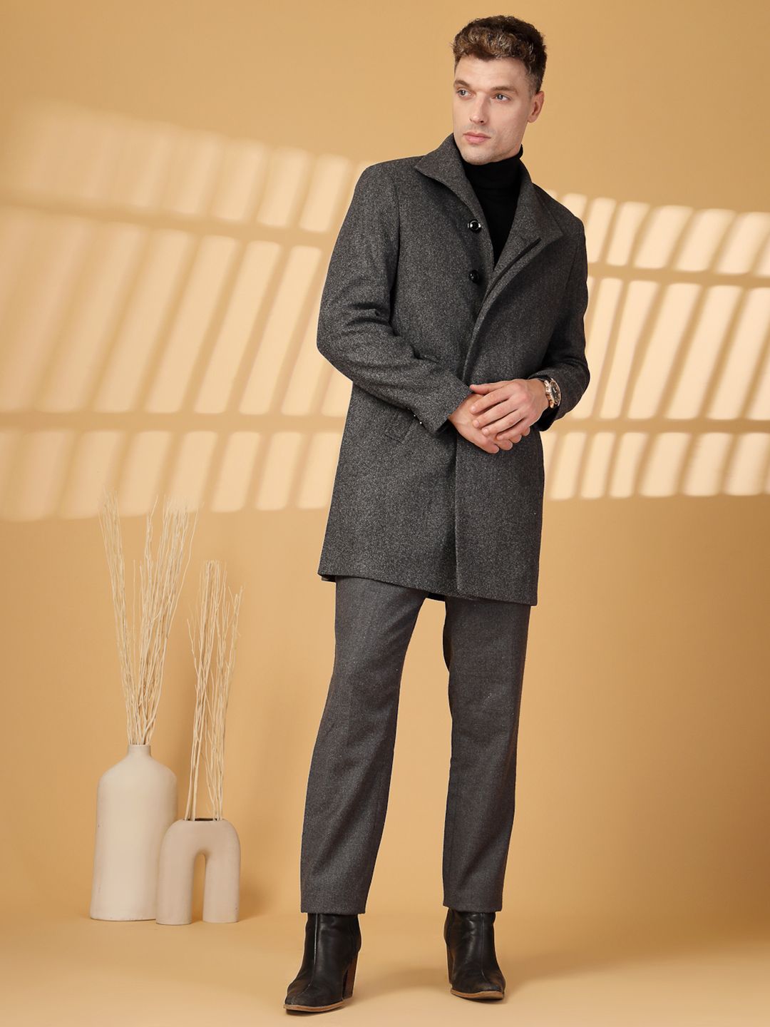 Buy CHKOKKO Wool Single-Breasted Regular Fit Tweed Coat - Coats