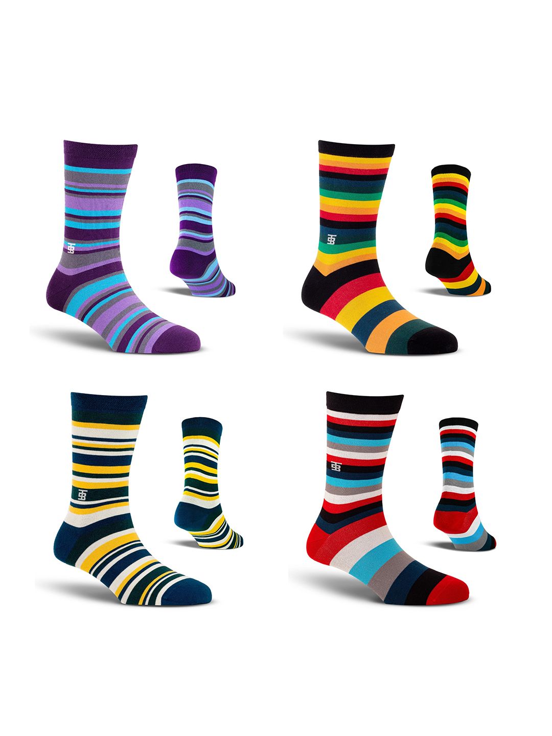 SockSoho Men Pack Of 4 Patterned Calf-Length Socks-picture-10