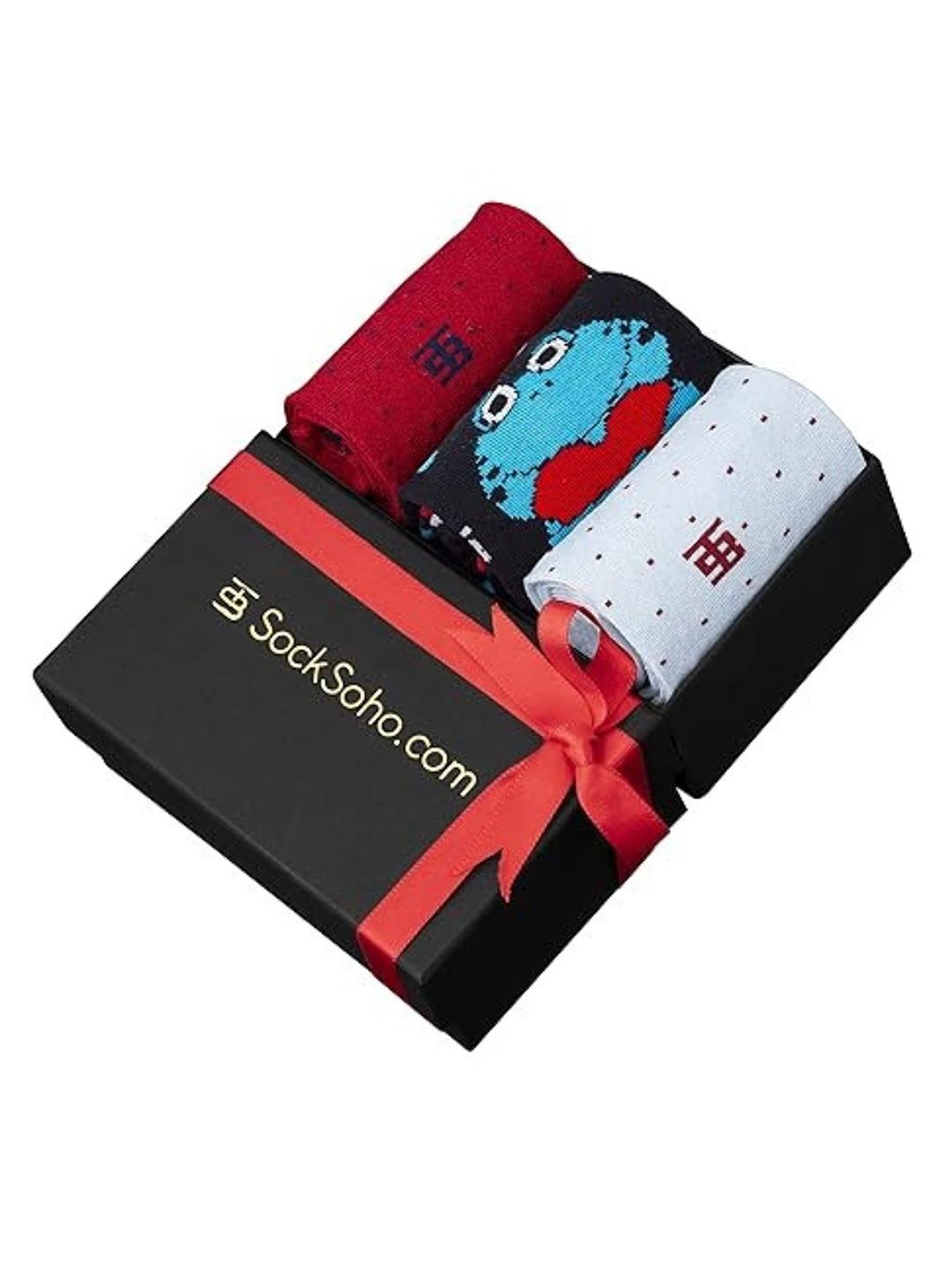 SockSoho Men Pack Of 3 Patterned Calf Length Socks-picture-13