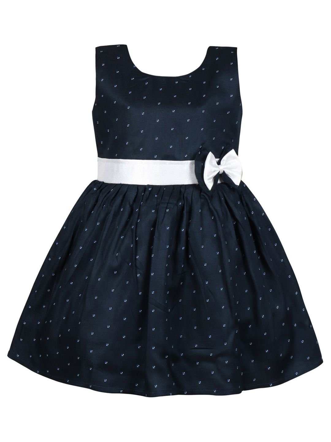 Wish Karo Conversational Printed Sleeveless Bow Detail Cotton Fit & Flare Dress-picture-31