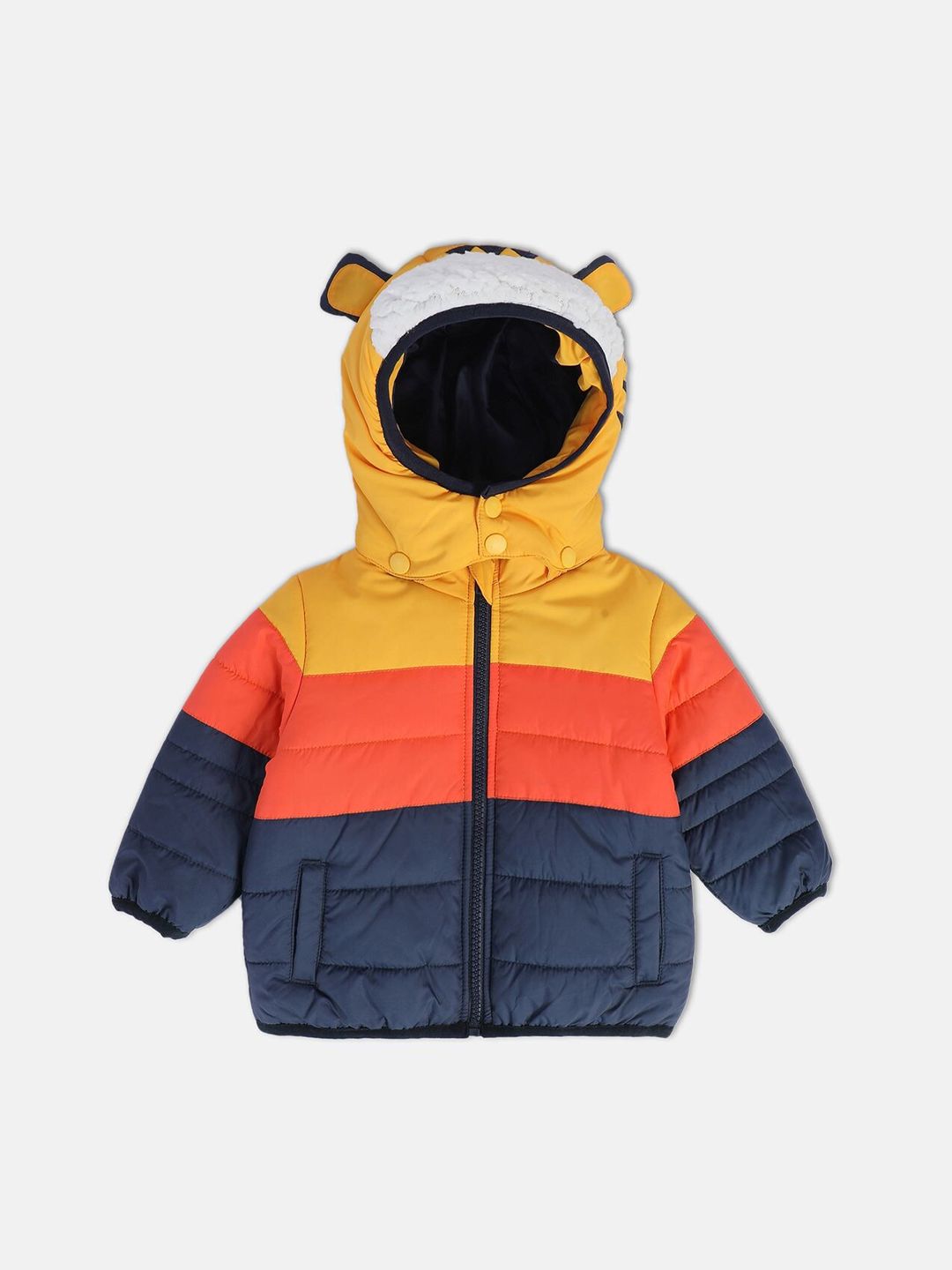 MINI KLUB Boys Colourblocked Lightweight Cotton Puffer Jacket with Zip Detail-picture-17