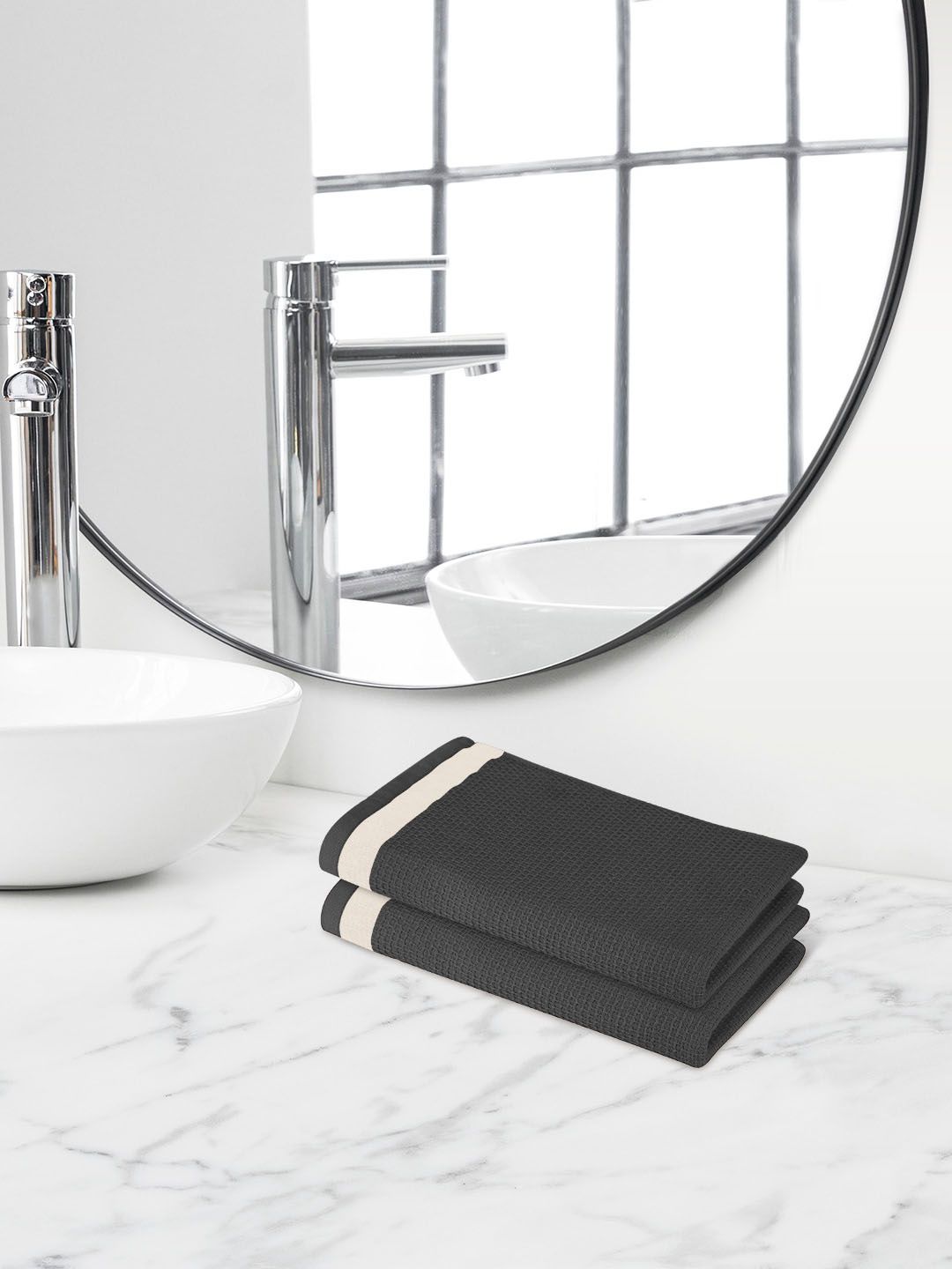 Himeya Grey 2 Pieces 350 GSM Terry Cotton Hand Towels-picture-26