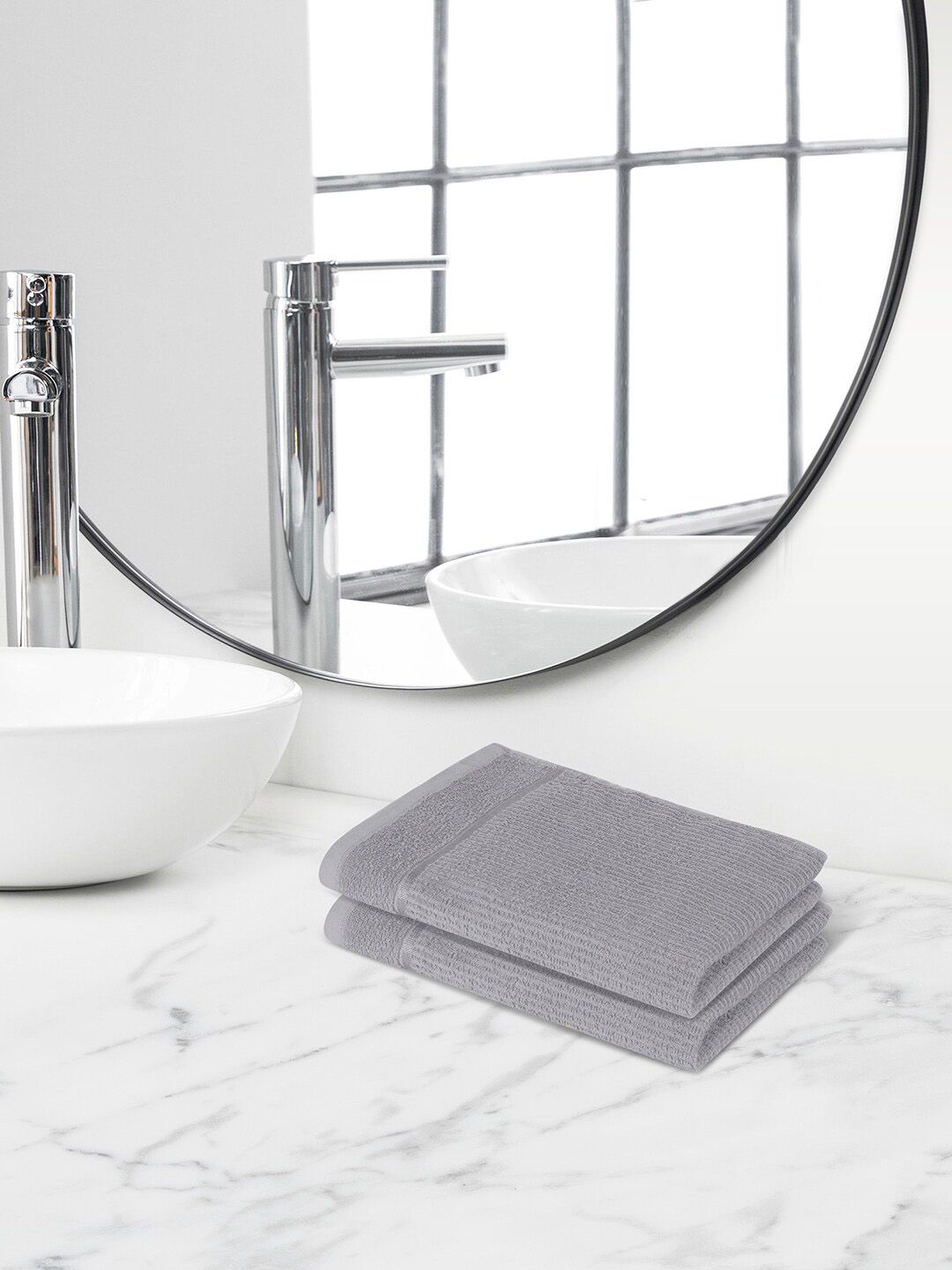 Himeya Grey 2 Pieces 300 GSM Terry Cotton Hand Towels-picture-25
