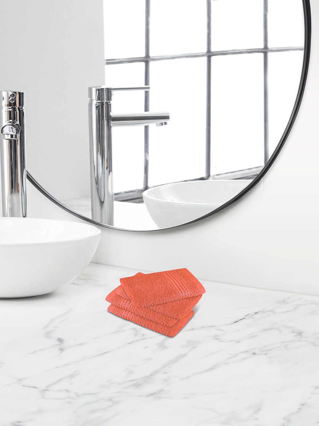 Himeya Orange 4 Pieces 320 GSM Terry Cotton Face Towels-image-41