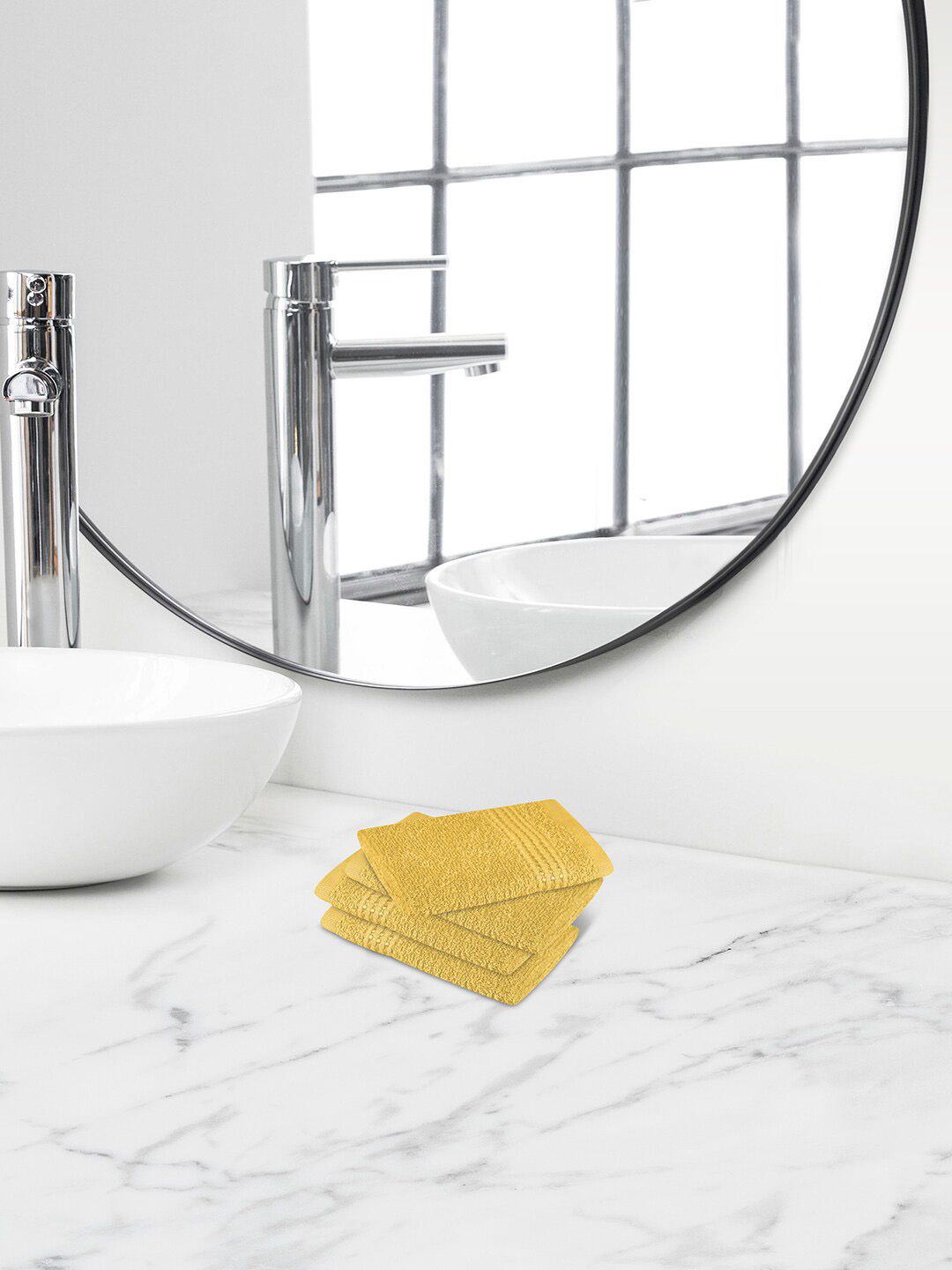 Himeya Yellow 4 Pieces Terry Cotton 320 GSM Face Towels-image-16