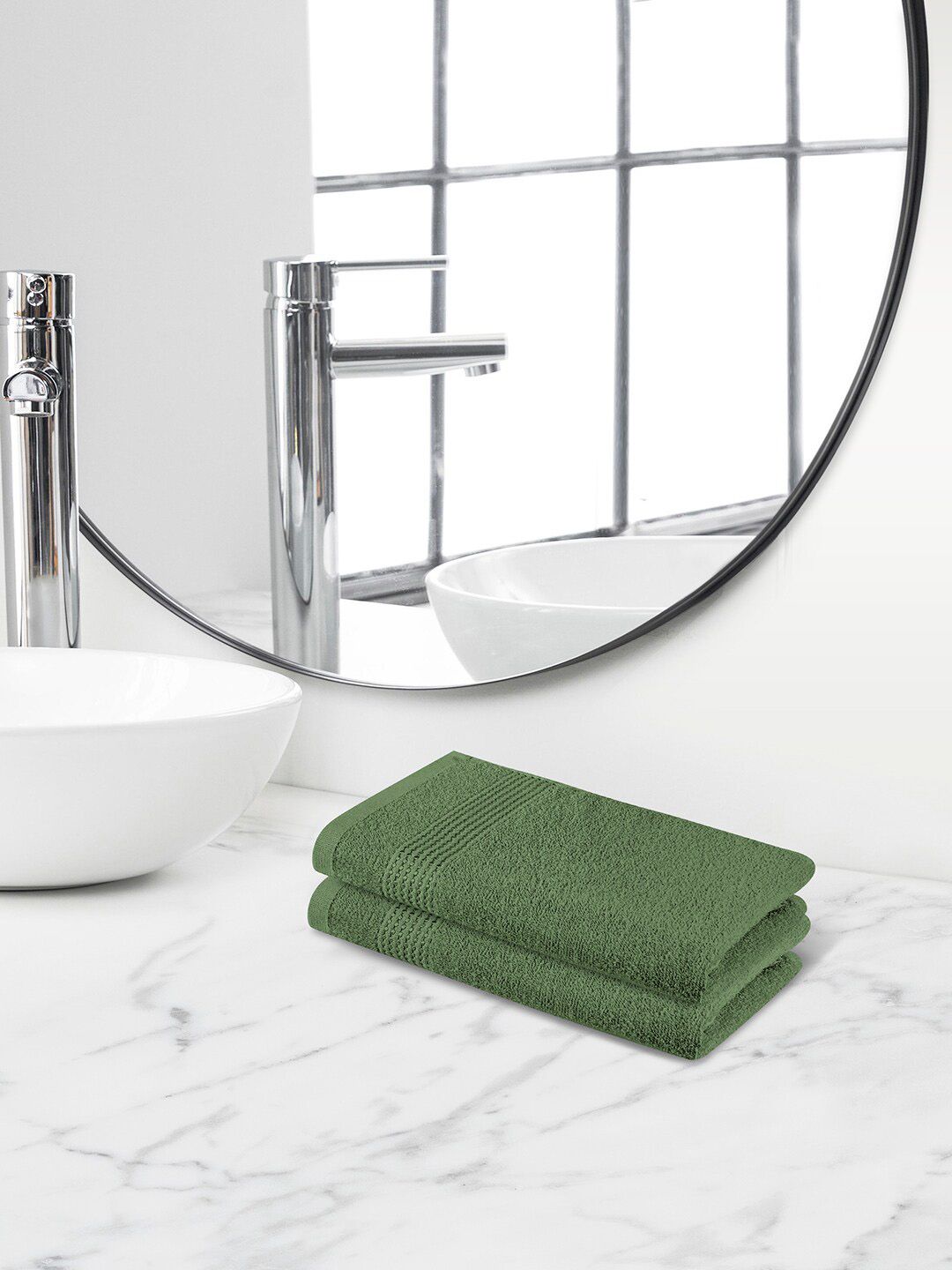 Himeya Green 2 Pieces Terry Cotton 320 GSM Hand Towels-image-47