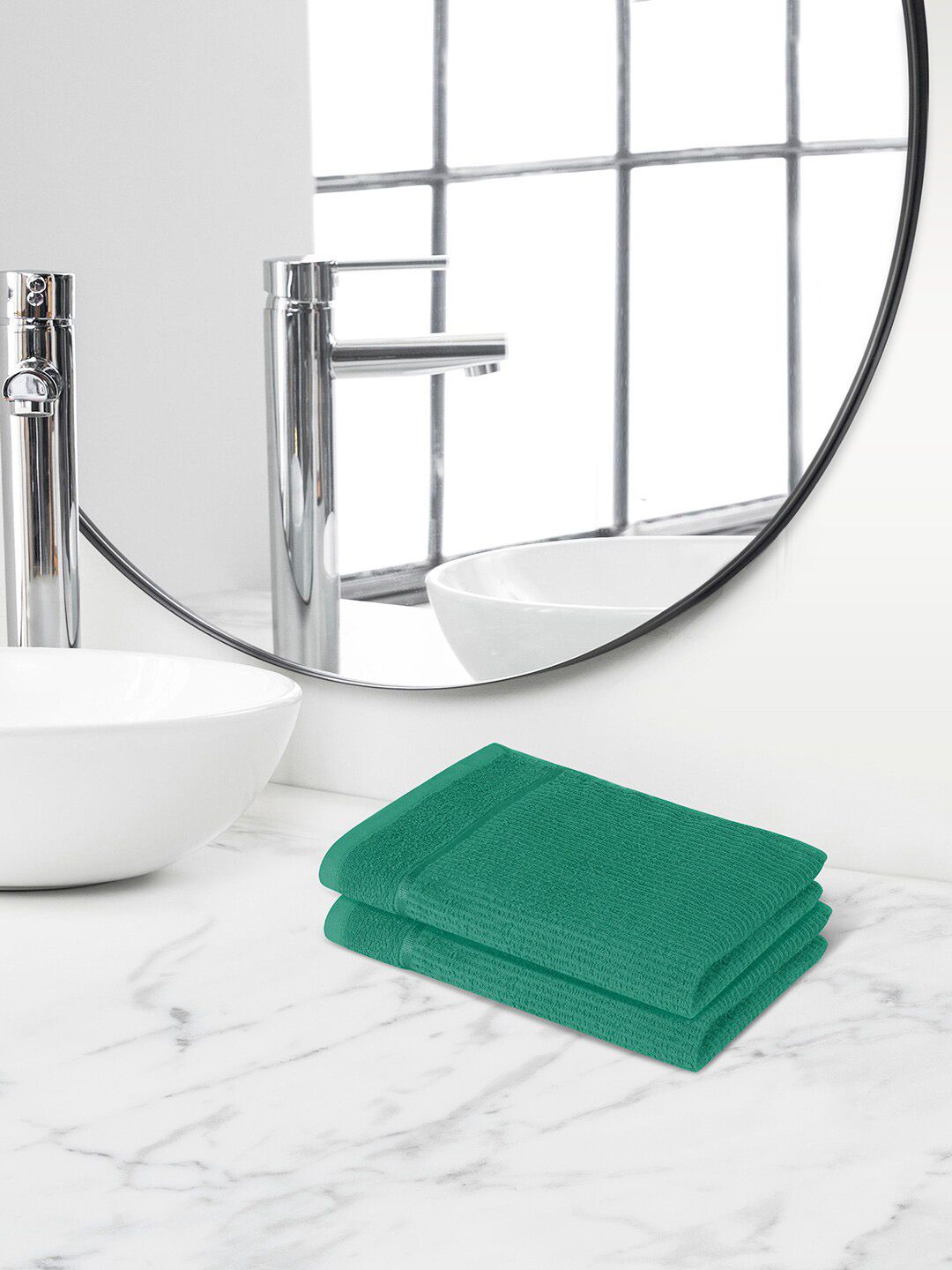 Himeya Green 2 Pieces Terry Cotton 300 GSM Hand Towels-image-13