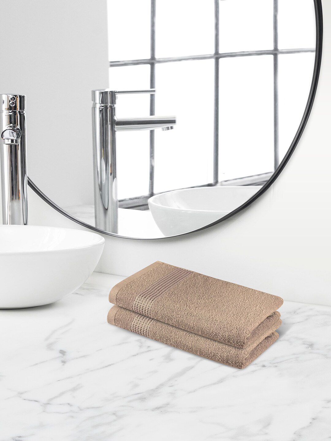 Himeya Beige 2 Pieces Terry Cotton 320 GSM Hand Towels-image-38