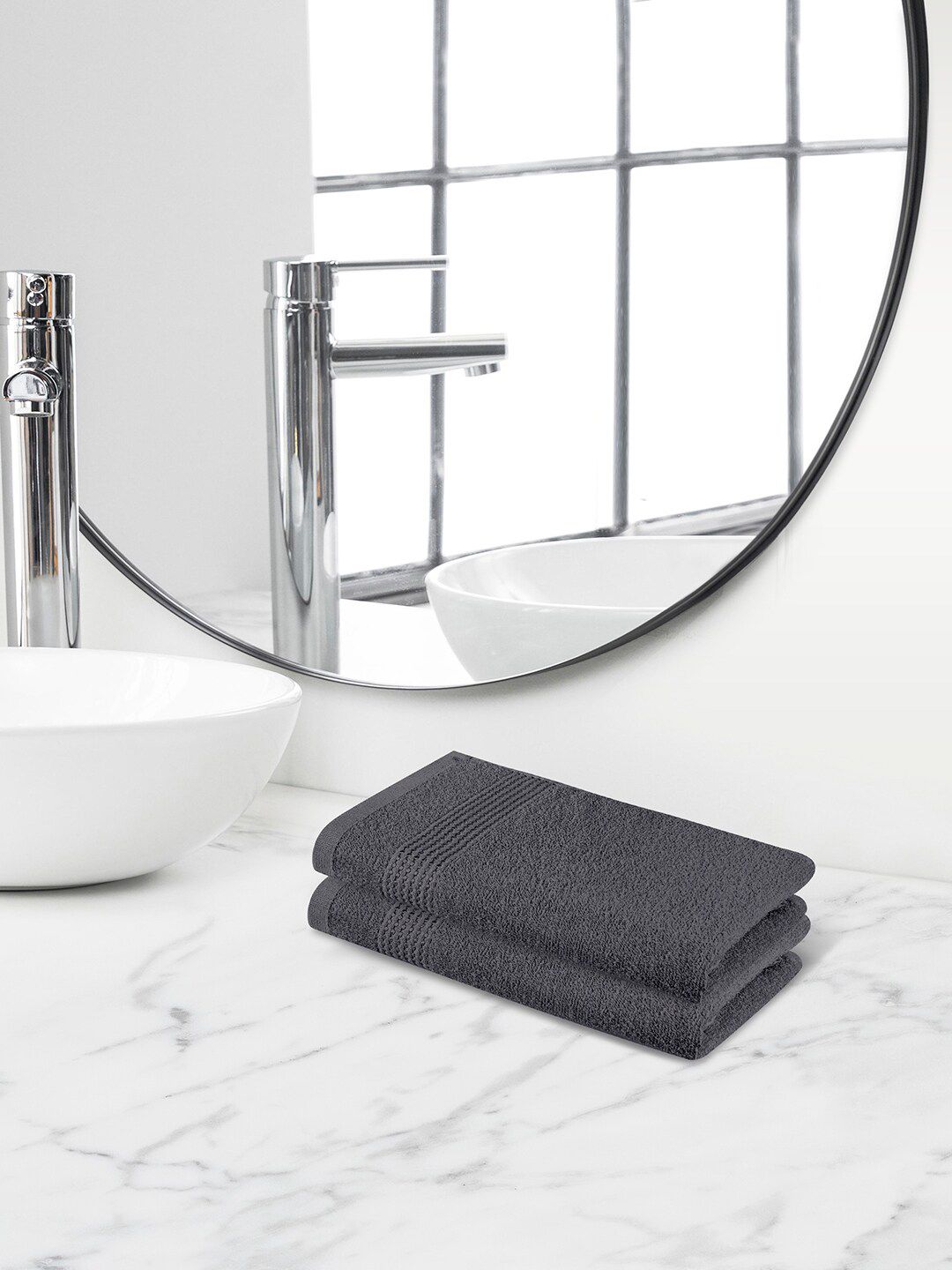Himeya Charcoal-Colored 2 Pieces 320 GSM Cotton Hand Towels-image-36