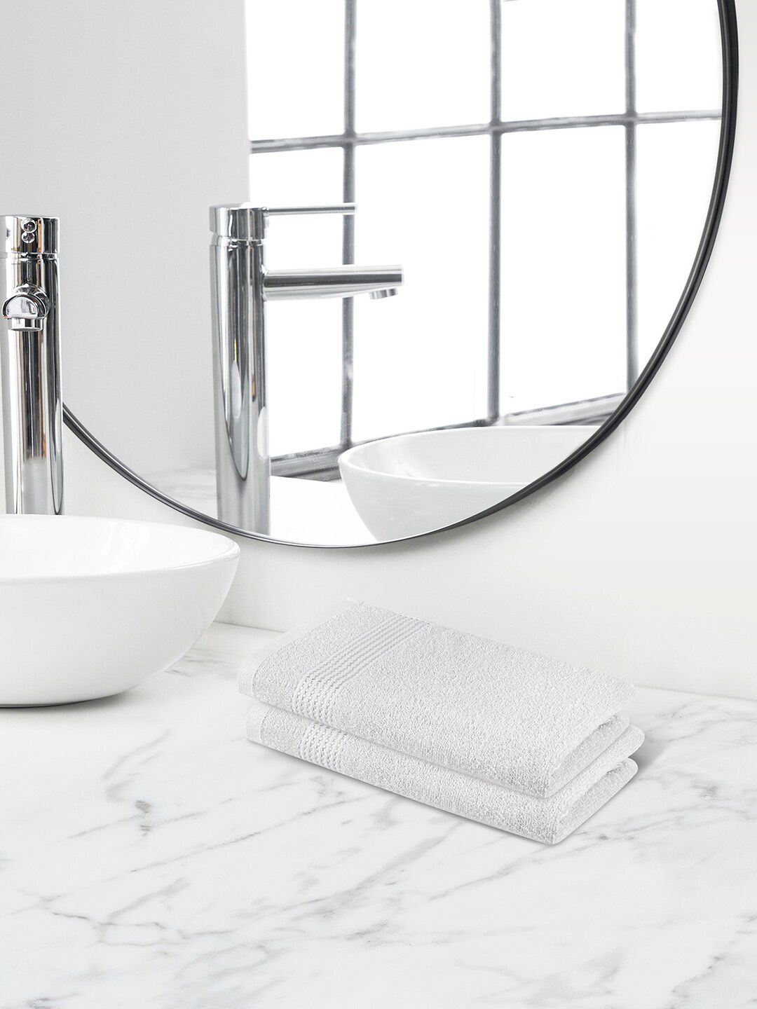 Himeya White-Colored 2 Pieces 320 GSM Cotton Hand Towels-image-20