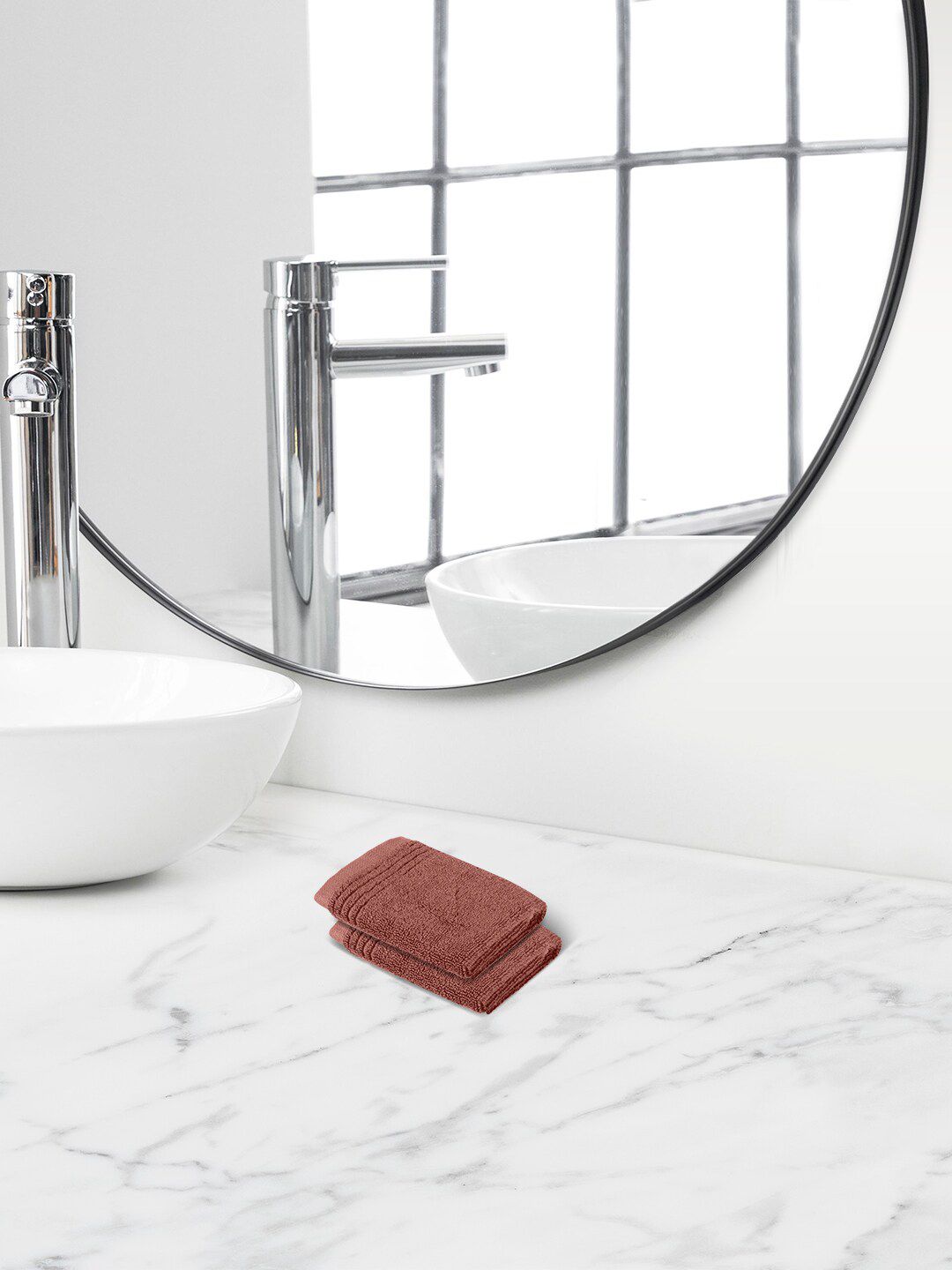 Himeya Orange 2 Pieces Rust-Colored 600 GSM Cotton Face Towels-image-30