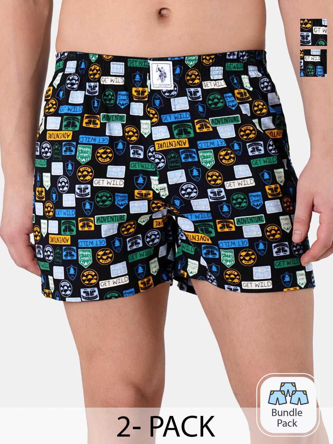 U.S. Polo Assn. Men Pack Of 2 Typography Printed Mid Rise Pure Cotton Boxers-22596658-image-7