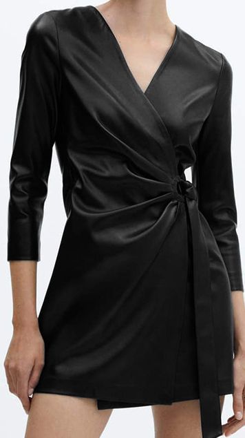 mango leather wrap dress Faux-leather wrap dress