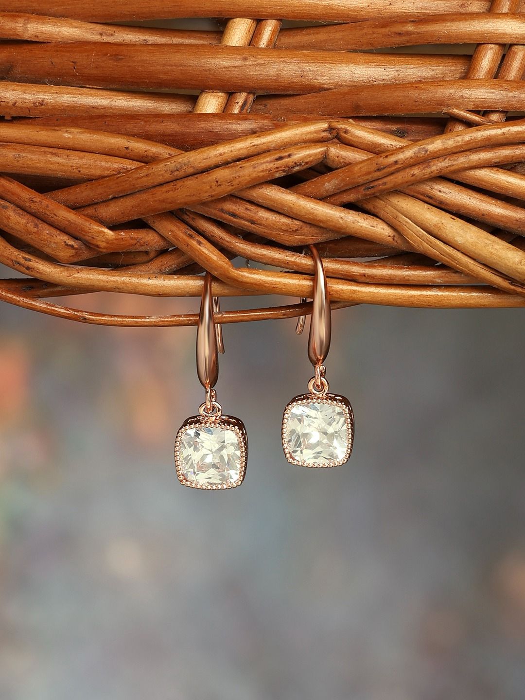 Zaveri Pearls Rose Gold Plated CZ Studded Drop Earrings-picture-18